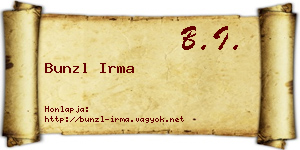 Bunzl Irma névjegykártya
